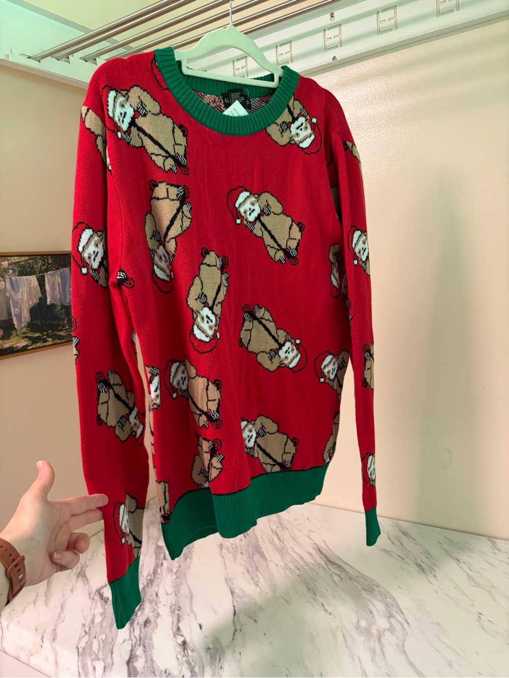 NWT Alex Stevens Santa Sloth Roller Skating Ugly Christmas Sweater - M